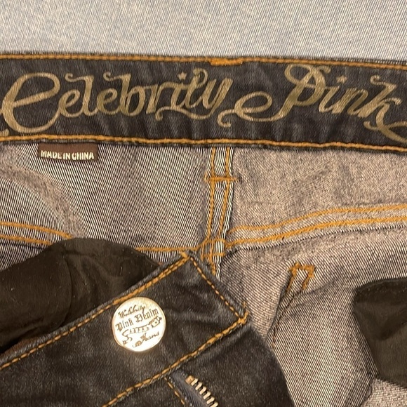 Celebrity Pink Jeans sz 9 dark blue stretch with front zip  and pockets - Picture 8 of 10